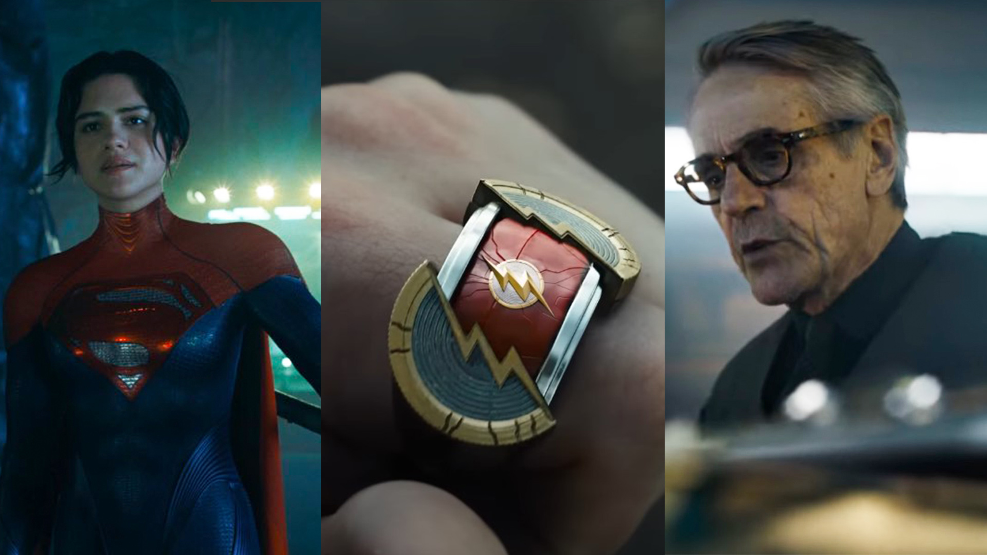The Flash movie, Sasha Calle's Supergirl, Batman, Ezra Miller, Alfred Pennyworth, Jeremy Irons